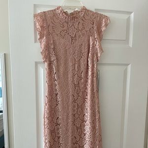 Pink lace midi dress